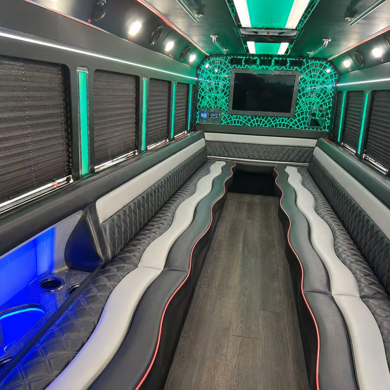 15 passenger party bus interior